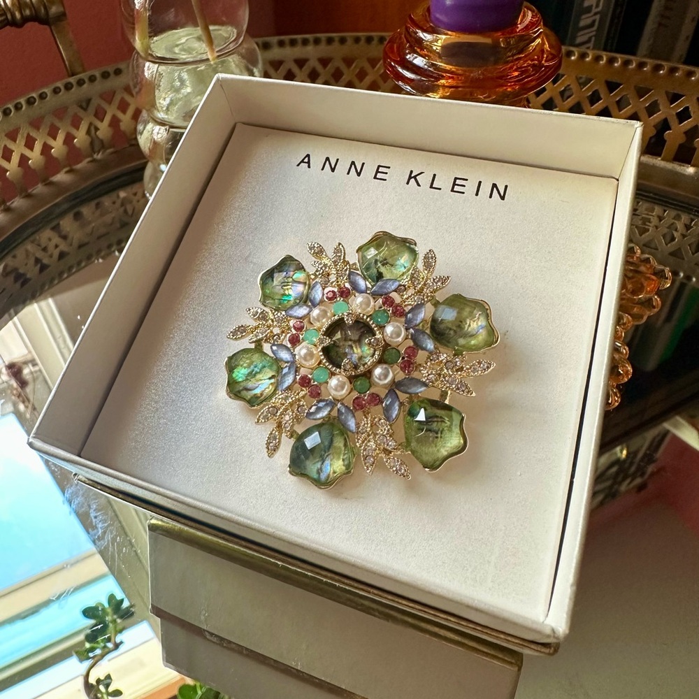 Anne Klein Kaleidoscope Rhinestone Riot Brooch New Deadstock